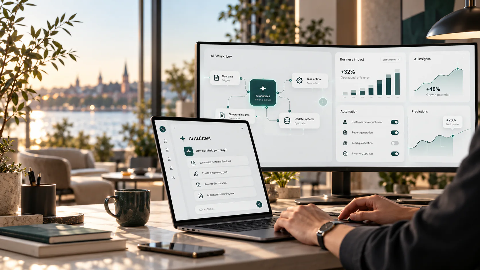 AI-assistent och intelligenta arbetsflöden i en modern digital arbetsmiljö