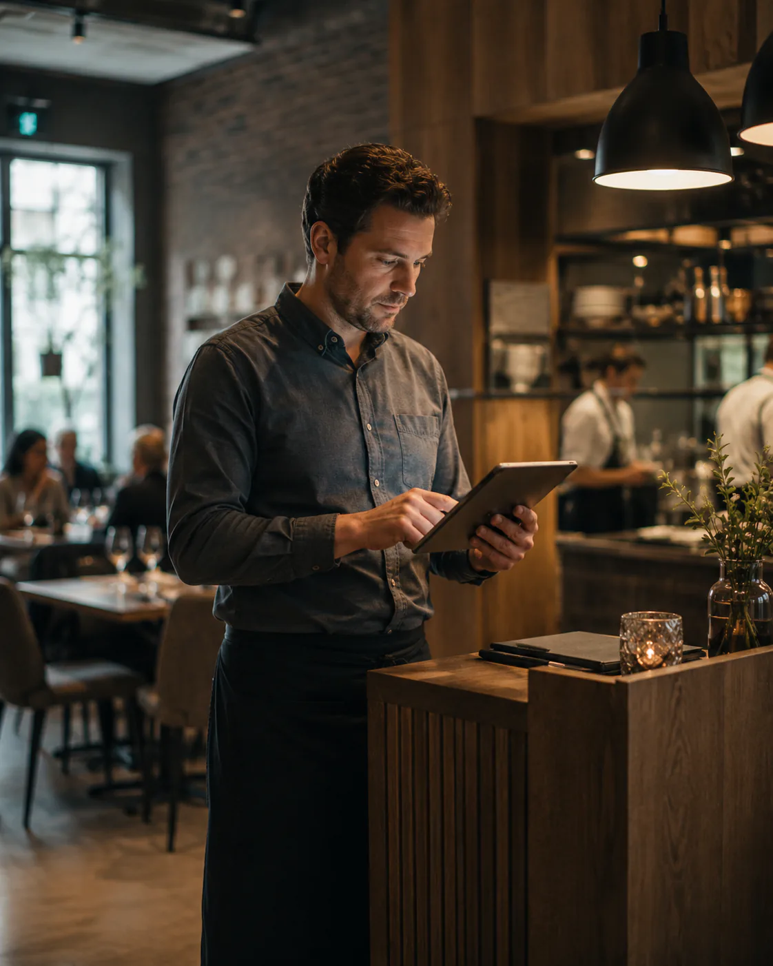 Restaurangpersonal som arbetar med bokningar och den dagliga gästupplevelsen
