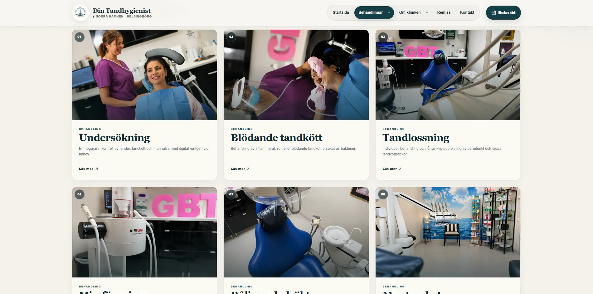 Förhandsvisning av behandlingssidan för Din Tandhygienist