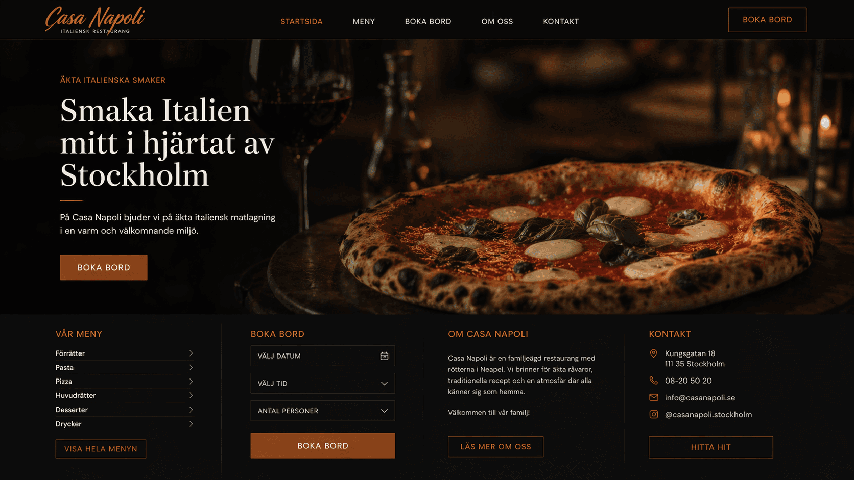 Casa Napoli premium restaurant website concept