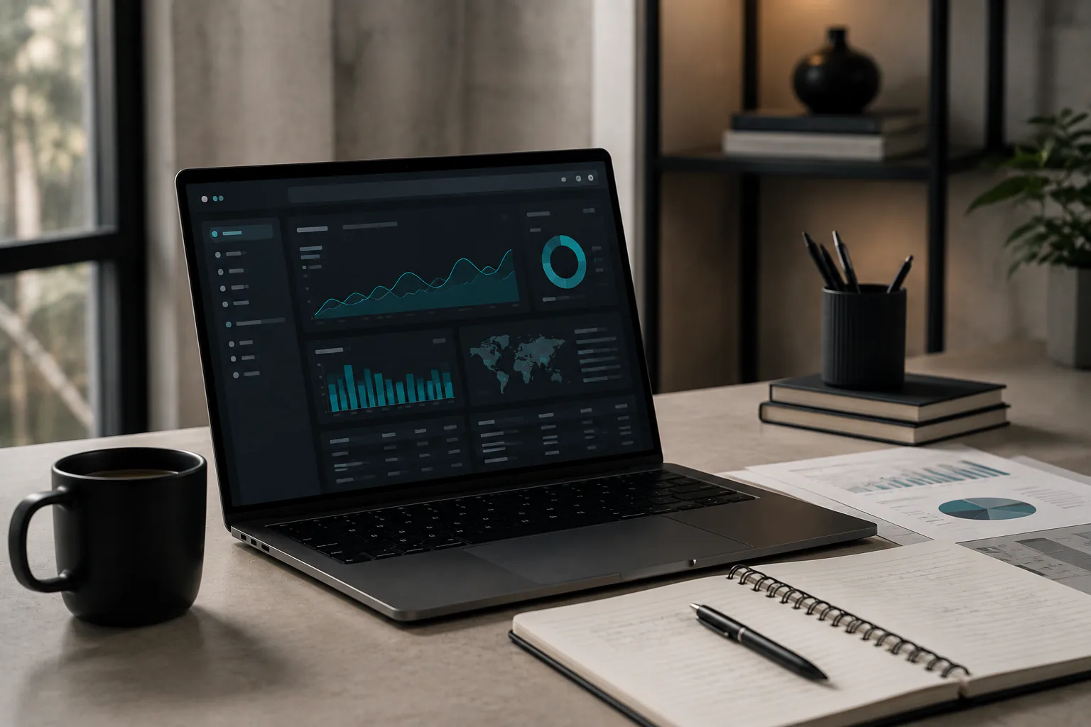 SEO och sökdata analyseras på en modern arbetsstation